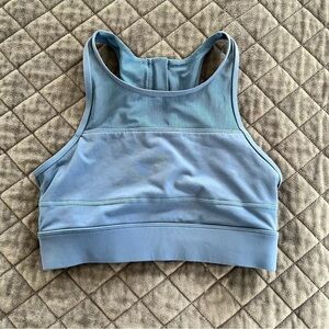 Zyia Sports Bra Womens Small Yoga Run Blue One More Rep Athletic Zip Back EE